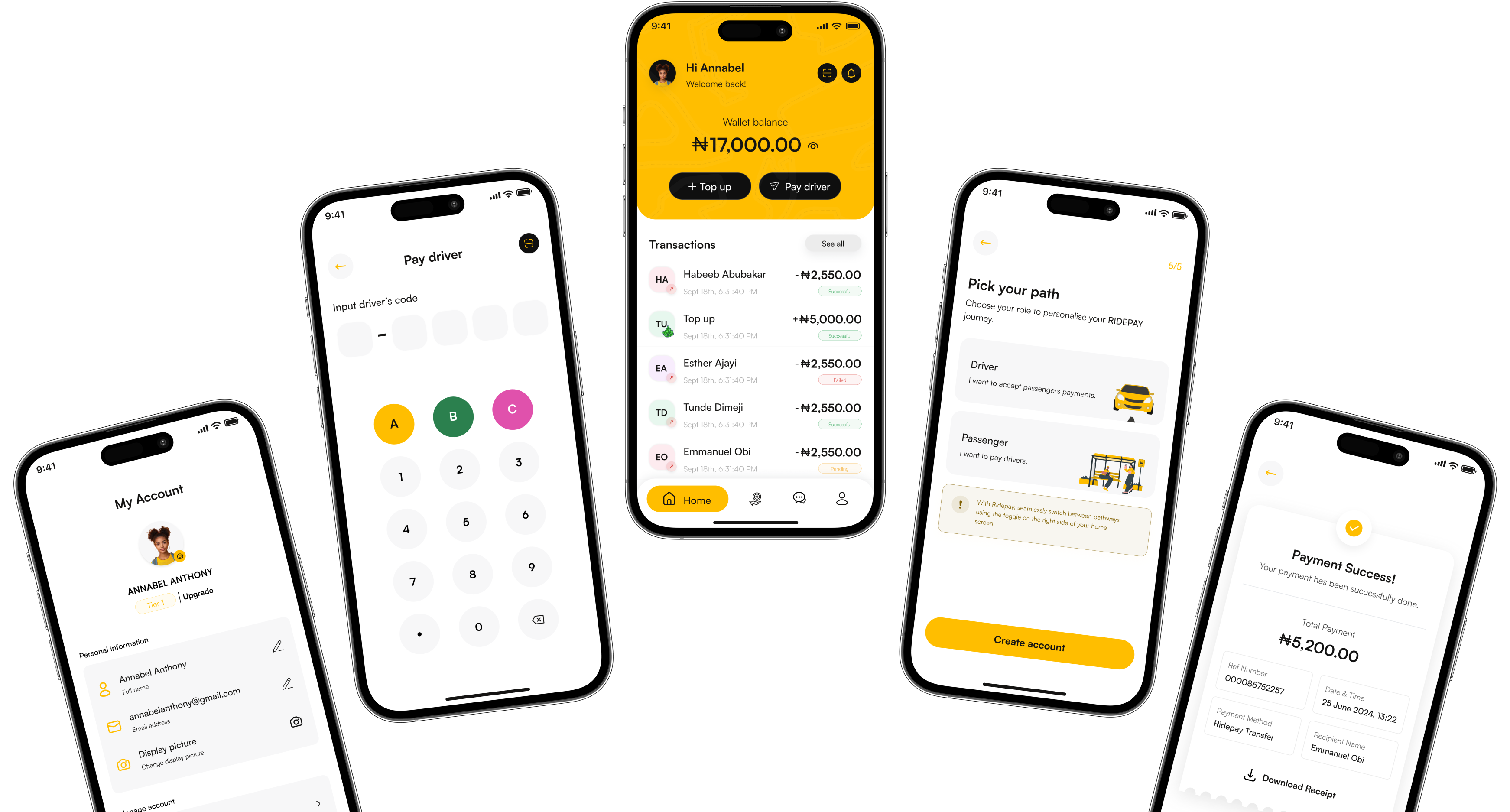 Ridepay Screens